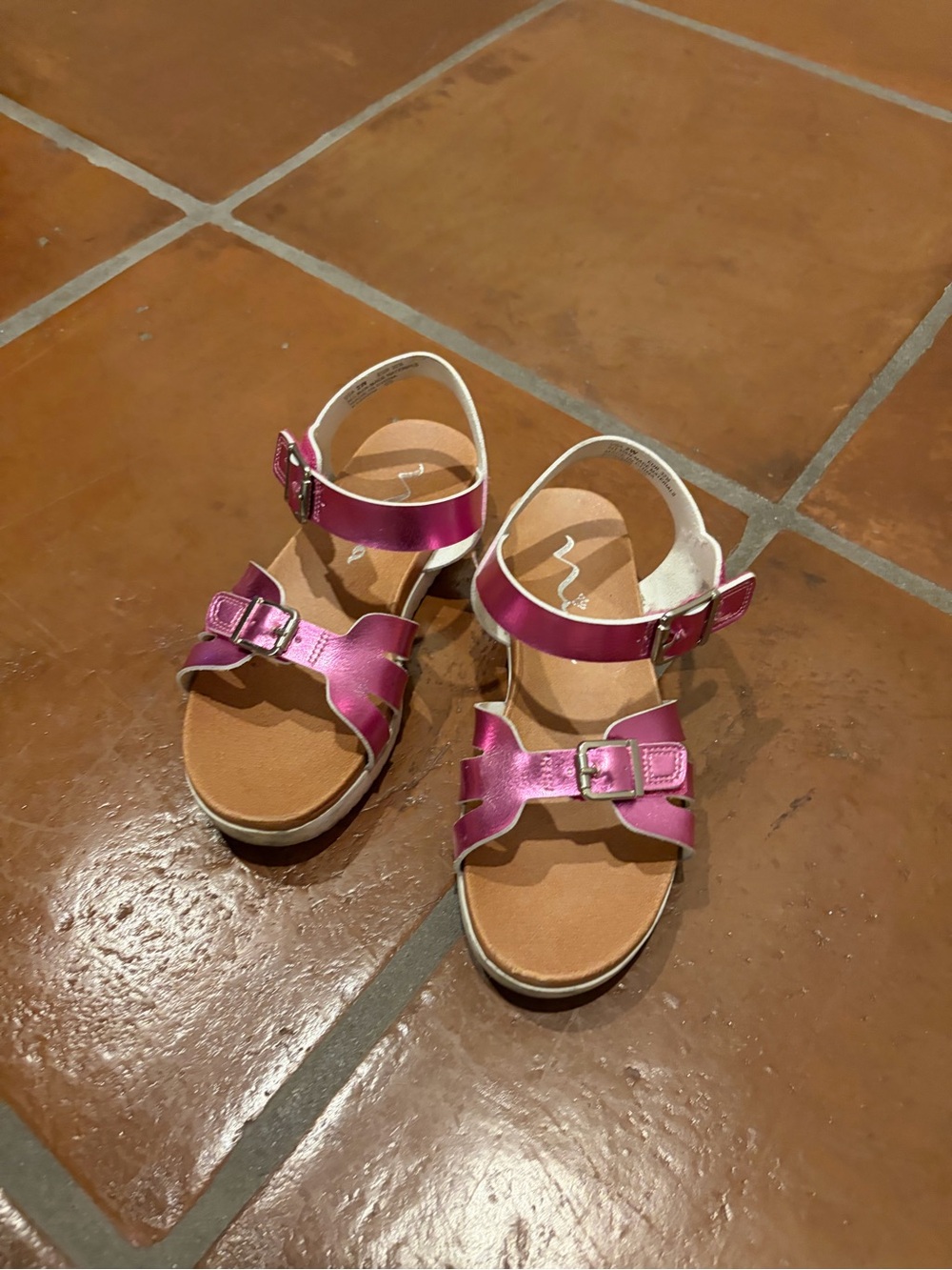 Nina Metallic Pink Double-Buckle Girls Sandals size 2